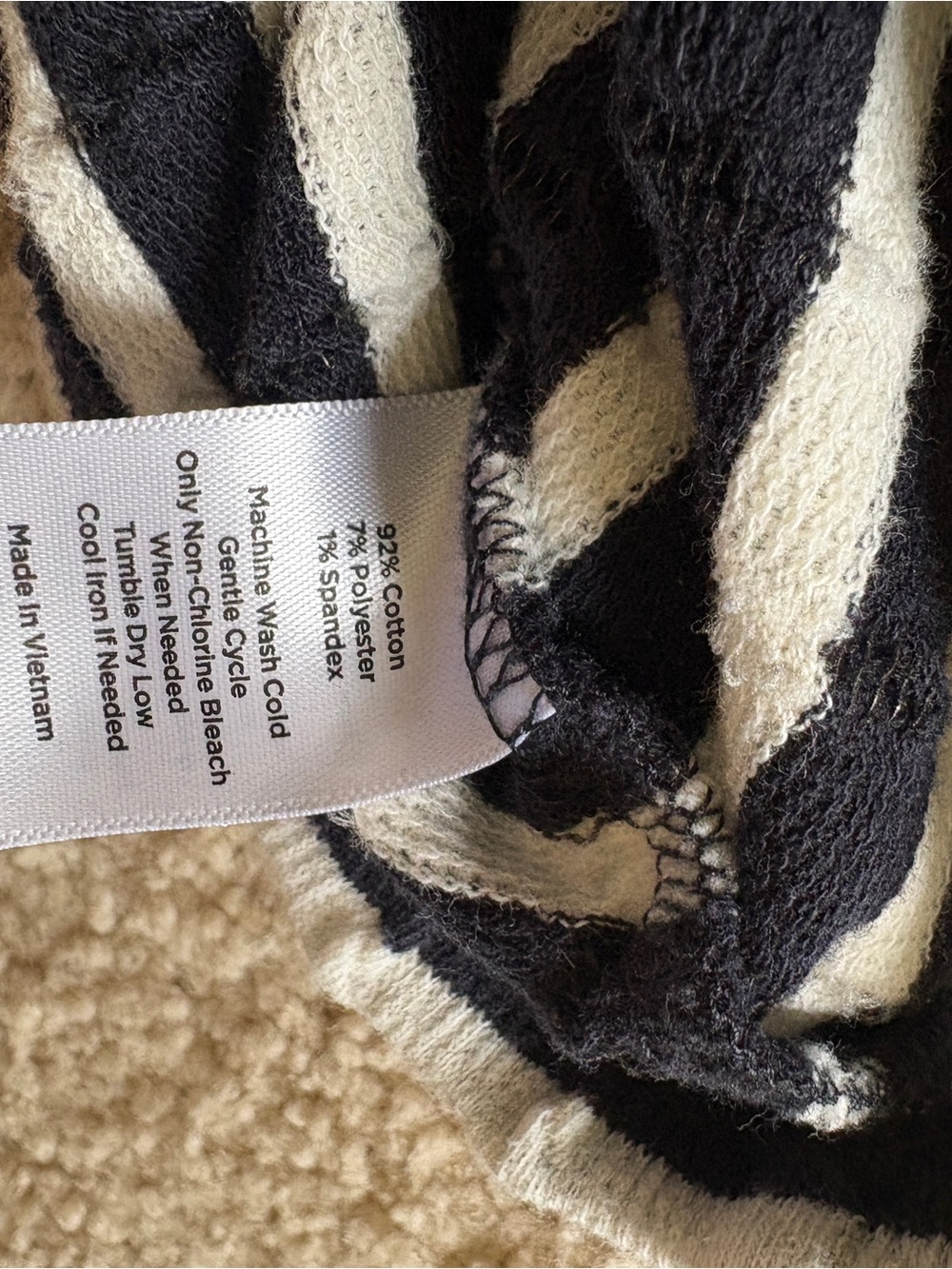 Striped Black and White Ribbed Knit Top Talbots Mockneck cotton blend XS - Picture 2 of 4